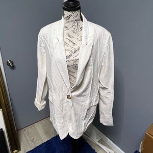 AND NOW THIS Women's White Linen Blazer